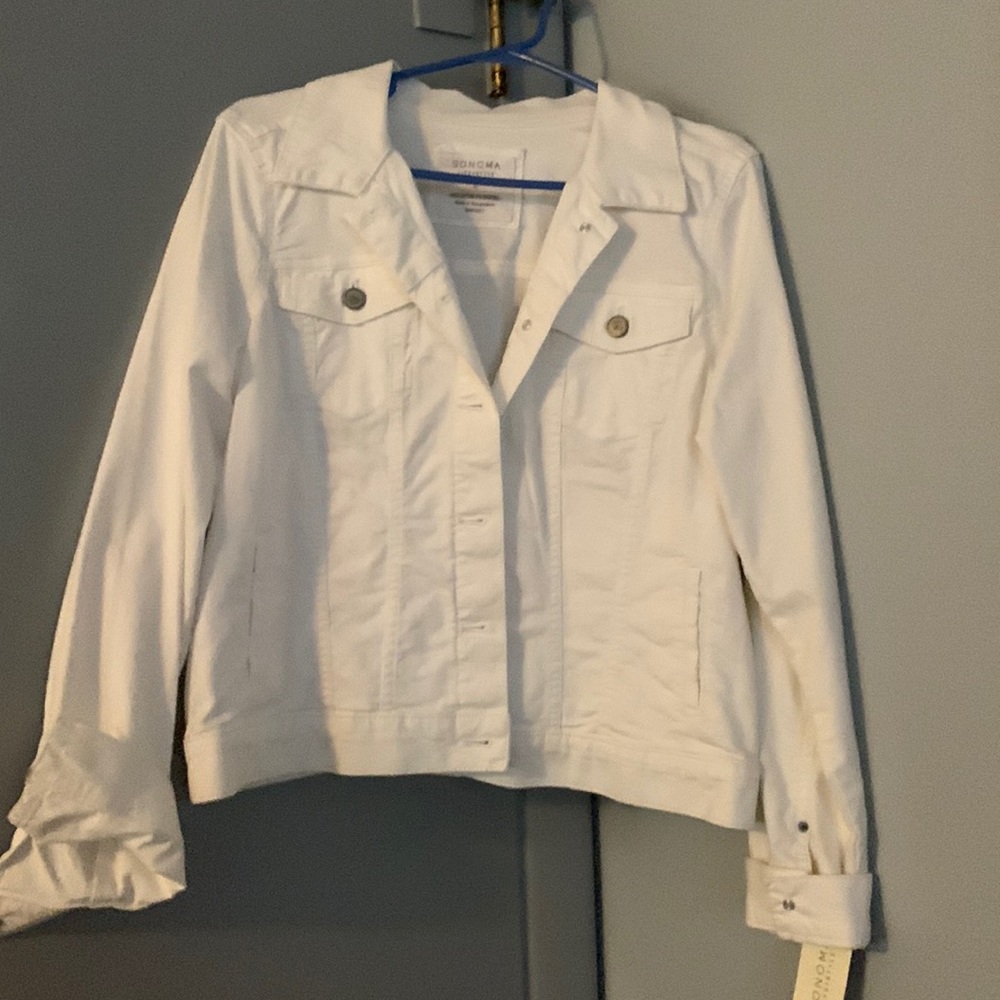 White jean jacket size large. Sonoma
